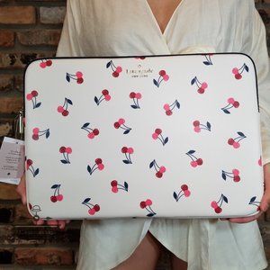 AUTHENTIC Kate Spade Staci Dancing Cherries Laptop Sleeve Cream Multi WHITE NWT